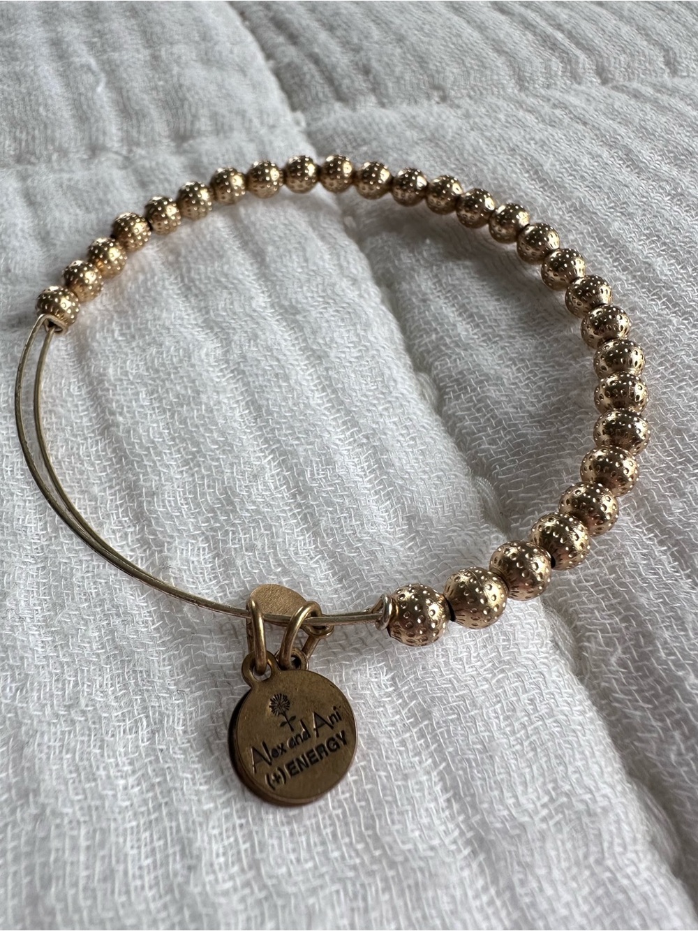 Alex and Ani Gold Dotted Bead Expandable Bracelet with Energy Charm